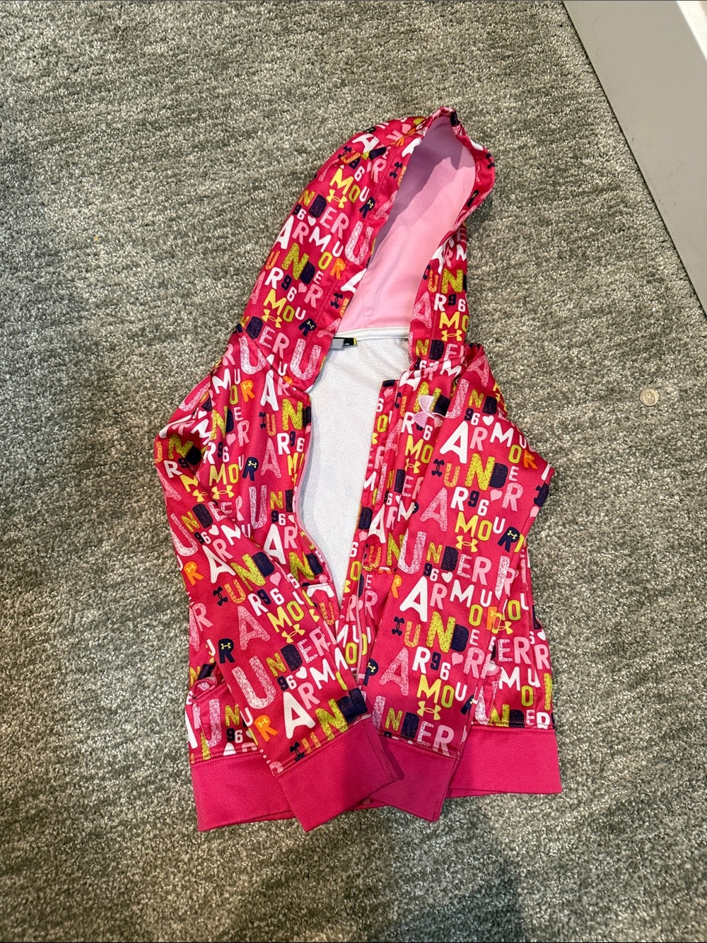 Under Armour Girls Bright Pink Multi-Logo Zip Hoodie